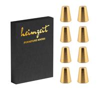 heimzeit Boutons de Meuble Cone 8 Pièces en Aluminium Or | Poignées de Placard Rondes de Haute Qualité pour Portes, Tiroirs et Commodes, avec Poignée à un trou et vis