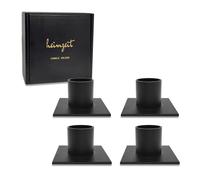 heimzeit Porte Bougie pour Bougies Coniques Ø22 mm et Bougies de Table en Métal [4 Pièces, Carré], Couleur: Noir, Design Élégant, Chandelier pour Une Décoration d'Intérieur Élégante