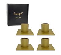 heimzeit Porte Bougie pour Bougies Coniques Ø22 mm et Bougies de Table en Métal [4 Pièces, Carré], Couleur: Or, Design Élégant, Chandelier pour Une Décoration d'Intérieur Élégante