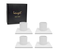 heimzeit Porte Bougie pour Bougies Coniques Ø22 mm et Bougies de Table en Métal [4 Pièces, Carré], Couleur: Blanc, Design Élégant, Chandelier pour Une Décoration d'Intérieur Élégante