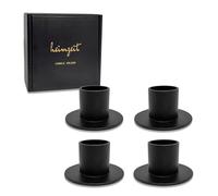 heimzeit Porte Bougie pour Bougies Coniques Ø22 mm et Bougies de Table en Métal [4 Pièces, Rond], Couleur: Noir, Design Élégant, Chandelier pour Une Décoration d'Intérieur Élégante