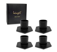 heimzeit Porte Bougie pour Bougies Coniques Ø25 mm et Bougies de Table en Métal [4 Pièces, Hexagonal], Couleur: Noir, Design Élégant, Chandelier pour Une Décoration d'Intérieur Élégante