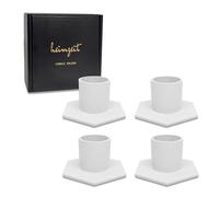 heimzeit Porte Bougie pour Bougies Coniques Ø25 mm et Bougies de Table en Métal [4 Pièces, Hexagonal], Couleur: Blanc, Design Élégant, Chandelier pour Une Décoration d'Intérieur Élégante