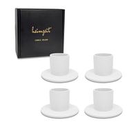 heimzeit Porte Bougie pour Bougies Coniques Ø25 mm et Bougies de Table en Métal [4 Pièces, Rond], Couleur: Blanc, Design Élégant, Chandelier pour Une Décoration d'Intérieur Élégante