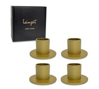 heimzeit Porte Bougie pour Bougies Coniques Ø25 mm et Bougies de Table en Métal [4 Pièces, Rond], Couleur: Or, Design Élégant, Chandelier pour Une Décoration d'Intérieur Élégante