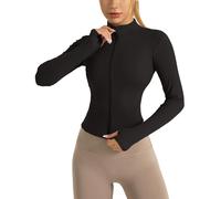 Heinaroman Veste de Sport Femme LéGèRe et Respirante - Haut Zippé Avec Trou Pour Le Pouce Pour Course, Fitness, Yoga, Gym