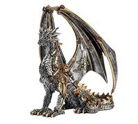 HEINBOW Statue de Dragon Steampunk Gothique rétro engrenage mécanique Assis Dragon Assis Sculpture en résine pour décoration de Maison 30,5 cm de Haut