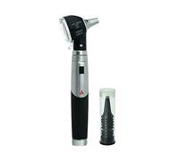 Heine - Otoscope à Fibre Optique Chiara LED Lighting HQ Mini 3000, 2,5 V, Poignée Rechargeable, Poche et Compact, Couleur Noir, Kit avec 10 Spéculums Jetables : 5 Ø 4 mm + 5 Ø 2,5 mm