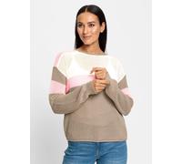 heine Pull-over marron / rose / blanc, Taille S-M