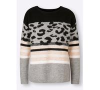 heine Pull-over vert chiné / poudre / noir / blanc, Taille S