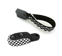 Heinmo Remote Fob ABS Key Cover Case Porte-clés pour Cooper One S JCW Clubman Countryman F54 F55 F56 F57 F60 Accessoires de Style de Voiture (Black White Grid)