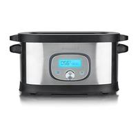 HEINRICHS - Cuiseur Sous-vide Pour Cuisson Précise et Saine, Contrôle Électronique de Température 45°C-90°C, Écran LCD, Acier Inoxydable Brossé, Noir, 1°C Par Étape