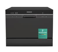 Heinrich's HTG 8840 Noir lave-vaisselle de table 6 couverts mini lave-vaisselle de comptoir 7 programmes affichage numérique départ différé 24 h ouverture automatique séchage adoucisseur d'eau 47 dB f