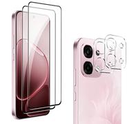 Heioloo 2 Pièces Verre Trempé pour OPPO A6 Pro 5G, [2+2 Pièces] Protection Écran et Caméra Arrière Protecteur, Dureté 9H, Sans Bulles, Ultra Transparent, Anti-Rayure