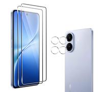 Heioloo 2 Pièces Verre Trempé pour vivo V60 Lite/vivo V60 Lite 5G, [2+2 Pièces] Protection Écran et Caméra Arrière Protecteur, Dureté 9H, Sans Bulles, Ultra Transparent, Anti-Rayure