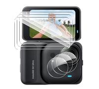 Heioloo 3 pièces Protection écran pour Insta360 GO Ultra, Verre Trempé 3 Pièces + Caméra Arrière Protecteur 3 Pièces, Dureté 9H, Sans Bulles, Ultra Transparent, Anti-Rayure