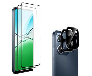 Heioloo 4 Pièces Verre Trempé pour OPPO A5x 4G/5G, [2+2 Pièces] Protection Écran et Caméra Arrière Protecteur, Dureté 9H, Sans Bulles, Ultra Transparent, Anti-Rayure