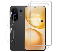Heioloo 4 Pièces Verre Trempé pour vivo X200 FE, [2+2 Pièces] Protection Écran et Caméra Arrière Protecteur, Dureté 9H, Sans Bulles, Ultra Transparent, Anti-Rayure