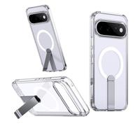 Heioloo Case pour Google Pixel 11/11 Pro Coque avec Support magnétique Pliable, Étanche et Résistante aux Chocs Antidérapant PC Transparent Coque, Support d'angle réglable, Ultrafine et Résistante