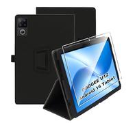 Heioloo Coque pour DOOGEE U12 Android 16 Tablet 12" Housse Protection Etui PU Cuir de Flip Case Cover + [1 Pièce] Verre Trempé Protection écran [Veille/Réveil Automatique] [Support Fonction] Noir