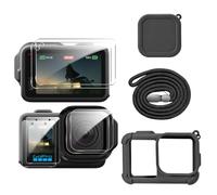Heioloo Coque pour GoPro Mission 1/1 Pro Case, Etui en Silicone et Protection d'écran pour 黑色硅胶套, étui de boîtier pour caméra d'action, Mini (Noir) Kit d'accessoires