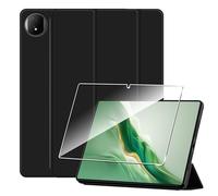 Heioloo Coque pour Honor Magic Pad 2 Housse Protection Etui PU Cuir de Flip Case Cover + [1 Pièce] Verre Trempé Protection écran [Veille/Réveil Automatique] [Support Fonction] Noir