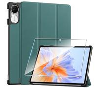 Heioloo Coque pour Honor Pad V9 2025 Housse Protection Etui PU Cuir de Flip Case Cover + [1 Pièce] Verre Trempé Protection écran [Veille/Réveil Automatique] [Support Fonction] Verte
