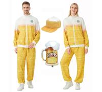 Heionia Survêtement de bière pour homme et femme - Style rétro des années 80 et 90 - Pour Halloween, fête de la bière, carnaval - Taille 2XL