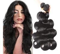 HeioWuio Body Wave Bundles Human Hair Natural Black Color Menschliches Haar 3 Bundles Total 300G 30 32 34 Inch Unprocessed Remy Hair Double Weft Extensions for Women Minimal Smell Low Tangle