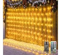 HeiPard Filet Lumineux 208 LED Vert Extérieur 2,5x2m IP67 8 Modes Timer | Blanc Chaud Intérieur Filet Guirlande Lumineuse Télécommande Dimmable Extérieur Noël Halloween Jardin