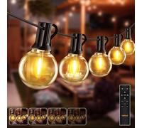 HeiPard Guirlande Lumineuse Exterieure Intérieur 20m - 30+2 G40 Ampoules LED IP45 Télécommande | Pour Éclairage Terrasse Guinguette Chambre Enfant | 3 Modes 4 Luminosités Mémoire