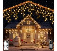 HeiPard Guirlande lumineuse Extérieure Noël, 8,25M 264 LED Rideau Lumineux Noël Extérieur avec 8 Modes, Télécommande, Minuterie, Étanche pour Fête Jardin Balcon Fenêtre Toit