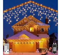 HeiPard Guirlande Lumineuse Rideau 16.2m, 648 LED Lumineux Noel,8 Modes,Timer,Mémoire,IP44 étanche,Dimmable Guirlande Lumineuse Exterieure pour Balcon, Jardin, Fêtes, Maison,Patio,Mariage,Blanc Chaud