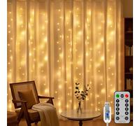 HeiPard Guirlande Lumineuse Rideau Intérieur 3m*3m, 300 LED Blanc Chaud USB Rideau Lumineux Noel 8 Modes Dimmable Etanche Decoration Led Chambre pour Noël, Mariage, Anniversaire, Fenêtre, Maison