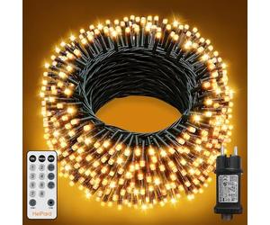 HeiPard Guirlande Lumineuse Sapin de Noël, 40M 400LED Lumières de Noël Intérieur et Extérieure avec télécommande et minuterie, 8 Modes, Fonction Mémoire, IP44 étanche pour Mariage, Balcon, Jardin