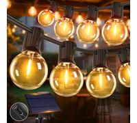 HeiPard LED Guirlande Solaire Exterieur 10m 16+1 G40 Ampoules, Guirlandes Lumineuses Blanc Chaud, 3 Modes, Étanchéité IP45, Décoration, FêTe, Patio, Jardin, Camping