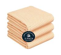 HEIRLOOM COMFORT Lot de 3 torchons de cuisine en nid d'abeille jaune moutarde, 40,6 x 66 cm, 100 % coton, super absorbants, séchage rapide, réutilisables, durables pour séchage, nettoyage et