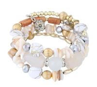 Heishi Sufer Ensemble de bracelets empilables bohèmes pour femmes et filles - Perles colorées - Bracelet à breloques fait à la main - FgY870, 12x9x1cm, Une agate
