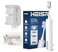 Heisr Brosse à dents électrique sonique 3 faces 3 modes, rechargeable | Poils souples inclinés brevetés et tête rotative à 180°, nettoyage en 30 secondes, pour adultes et adolescents