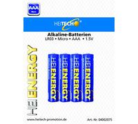 Heitech 04002075 Alkaline Batterie Micro AAA (Lot de 4) Bleu
