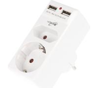 Heitech Adaptateur 6x 2 prises avec 1 port de charge USB et 1 port de charge USB Type-C, courant de charge max. 2,1A