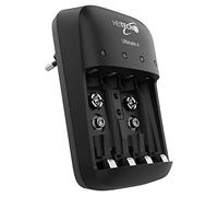 HEITECH Chargeur de Piles Rechargeable - Ultimate 4 pour Batterie Rechargeable AAA, AA & 9V NiMH - Chargeur Rapide de Batterie Quadruple pour Charger Les Batteries Rechargeables et Les accus
