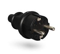 HEITECH Fiche mâle en caoutchouc anti courbures - fiche prise electrique male noire, 250V, 16A, IP22 pour usage intérieur - fiche schuko male en caoutchouc solide
