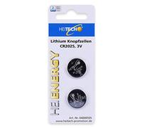 Heitech Lot de 2 Piles Bouton au Lithium CR2025 - Piles Bouton 3 V Anti-Fuite et Longue durée de Vie