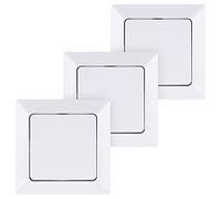 HEITECH Lot de 3 boutons encastrés en blanc 250 V AC, 10 A, IP20 avec cadre, insert encastré et couvercle - Interrupteur encastré et couvercle - Interrupteur UP, interrupteur à bascule