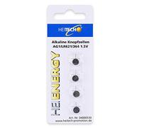 Heitech Lot de 4 Piles Bouton alcalines AG1 1,5 V - LR60 / L621 / LR621 / SR60 / SR621 / SR621SW / 164/364 - Piles Bouton Anti-Fuite et Longue durée de Vie