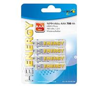 HEITECH Lot de 4 Piles Rechargeables NIMH, Micro/AAA / HR03 700 mAh avec Faible Auto-décharge - Batterie pour appareils à Haute consommation d'énergie