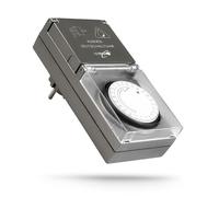 HEITECH Minuteur mécanique pour l'extérieur - Minuteur avec sécurité enfants, jusqu'à max. 16A & 3500W - 96 segments de commutation de 15 min chacun