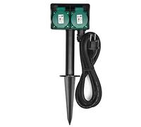 Heitech Prise de jardin 2 prises avec piquet - IP44 noir/vert