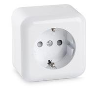 HEITECH Prise en saillie avec terre - Prise murale avec protection enfants 250 VAC 16A IP44 2 pôles - Bloc prise saillie intérieur - Prise de courant avec terre - Prise électrique